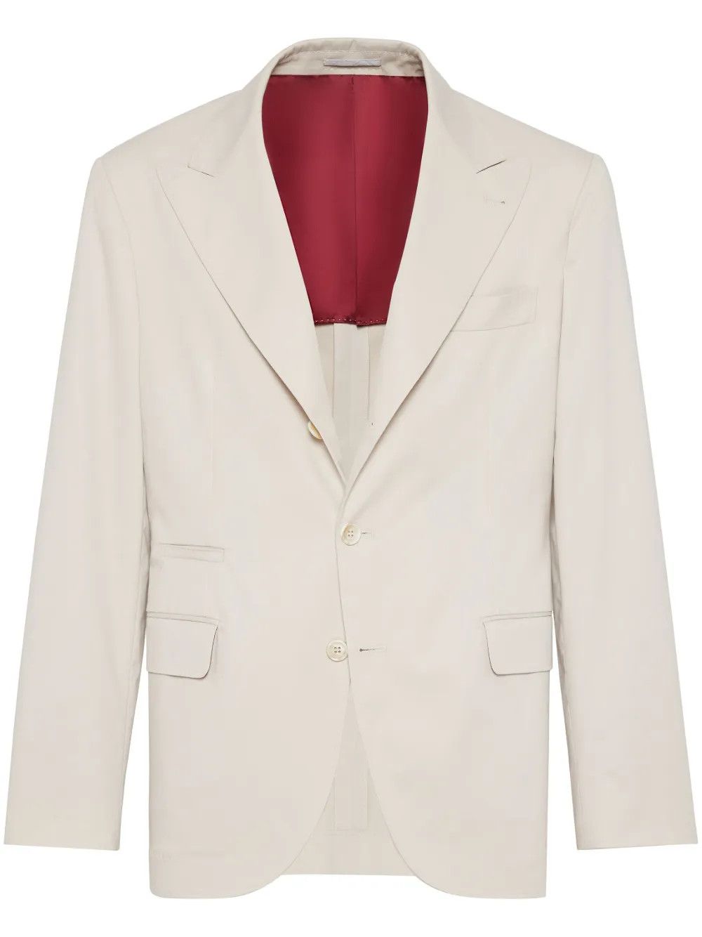 Brunello Cucinelli o1w1db10126 Gabardine Blazer With Large Lapel in Beige Size US L / EU 52-54 / 3 - 1 Thumbnail