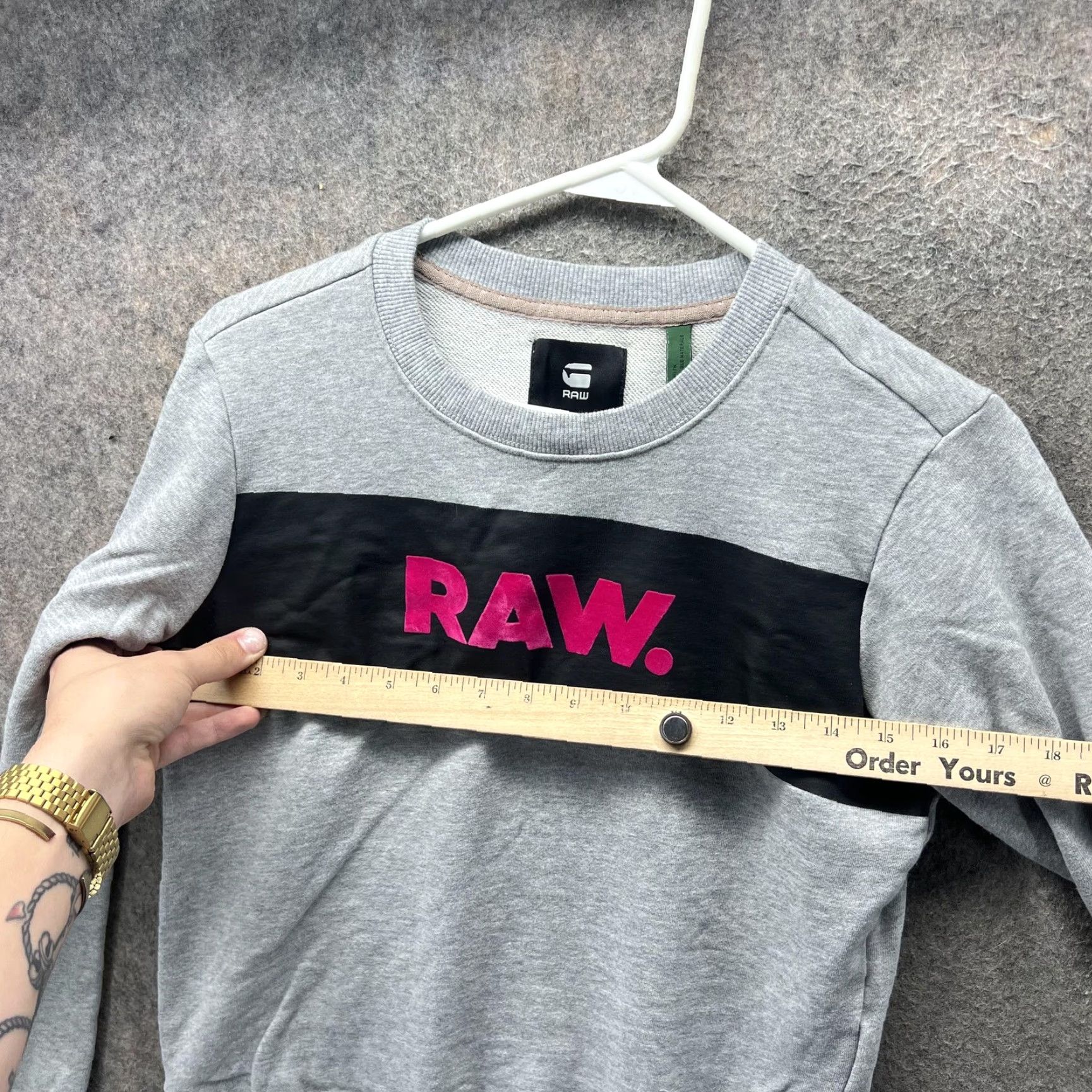 Vintage G STAR RAW Sweatshirt Womens XS Gray Crewneck RAW Logo Pullover Jumper Top Size XS / US 0-2 / IT 36-38 - 3 Thumbnail