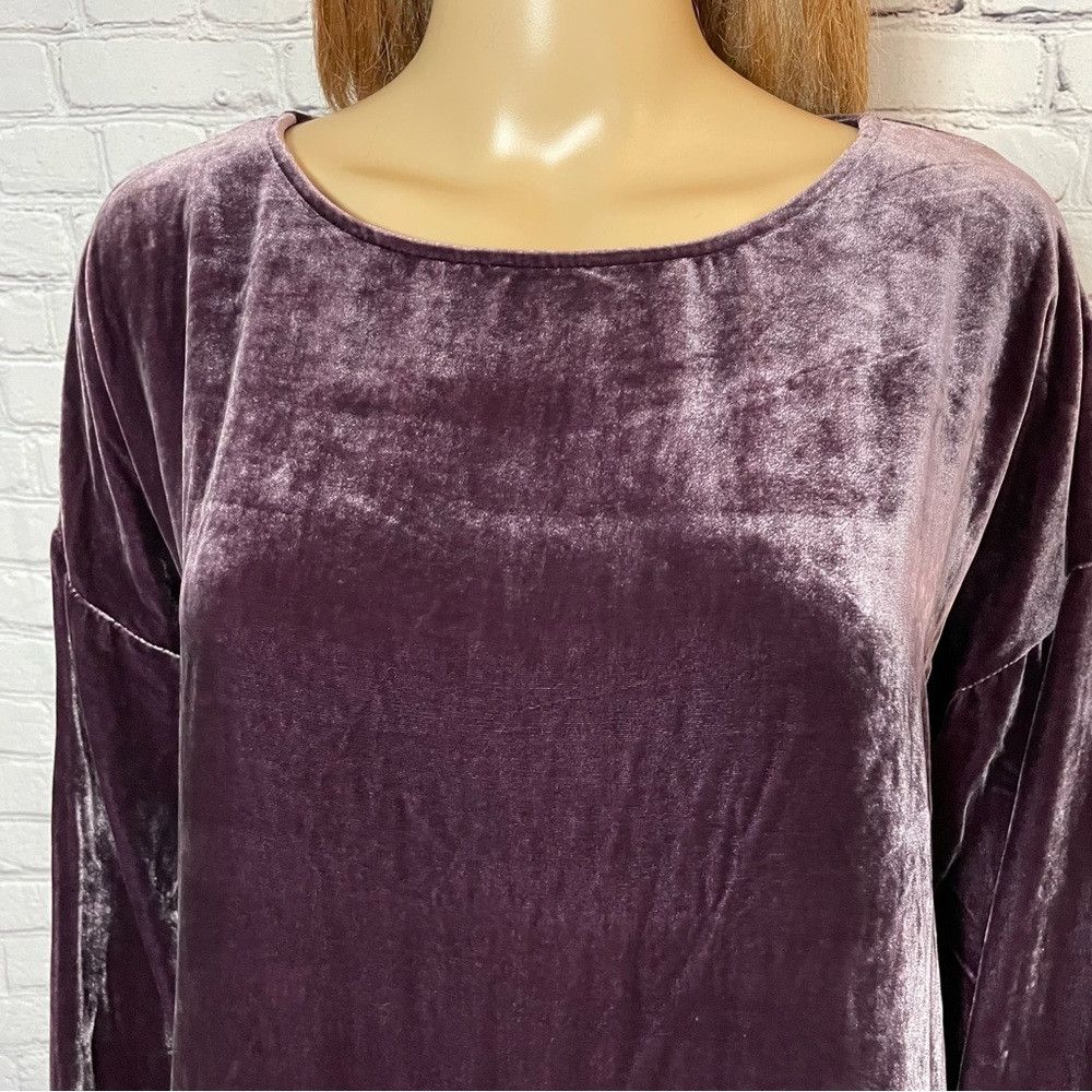 J. Jill NWT New $199 J. Jill Rayon Silk Velvet Long Sleeve Dark Fig Size M / US 6-8 / IT 42-44 - 3 Thumbnail