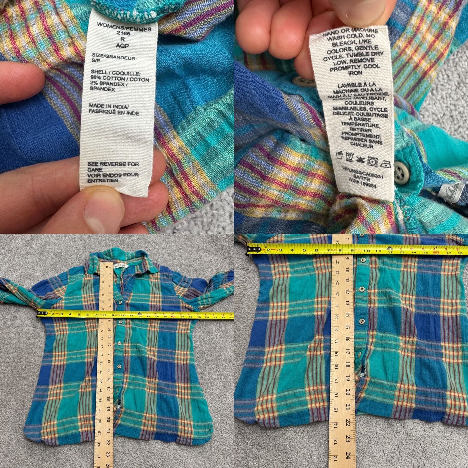 Vintage Woolrich Shirt Womens S Seersucker Button Down Teal Blue Green Long Sleeve Size S / US 4 / IT 40 - 8 Thumbnail