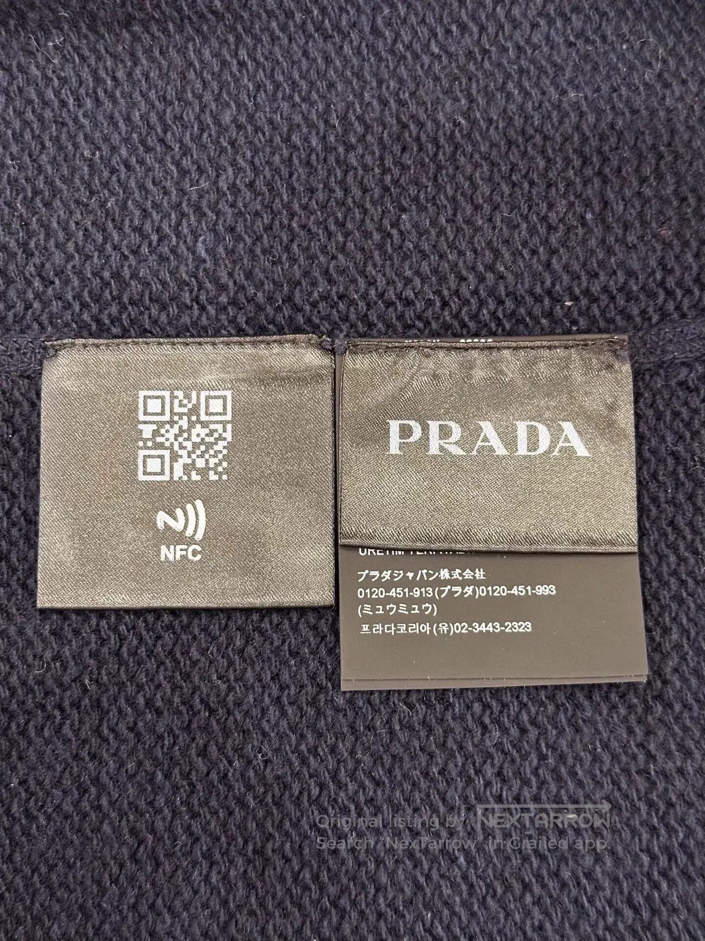 Prada Blue Logo Embroidered Long Sleeve Sweater. Size US L / EU 52-54 / 3 - 6 Thumbnail