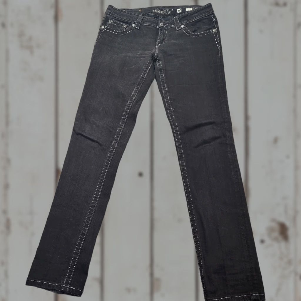 Miss Me Miss Me Jeans Skinny Black Denim 30 Women 33x32.5 JS540852 Distressed Stretch 5-Pocket Size 30" / US 8 / IT 44 - 1 Thumbnail