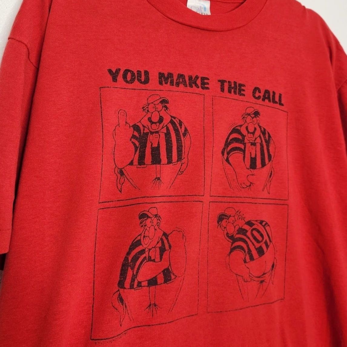 Vintage VINTAGE Cal Cru Referee Shirt XL Men Red Single Stitch 90s Grunge Sports Funny Size US XL / EU 56 / 4 - 2 Thumbnail