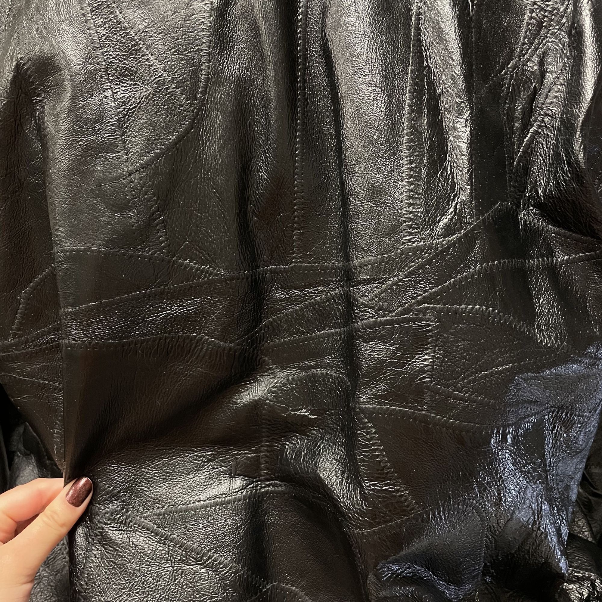 Other Vtg Navarre Italian STONE Design Black Leather BOMBER Size US XL / EU 56 / 4 - 4 Thumbnail