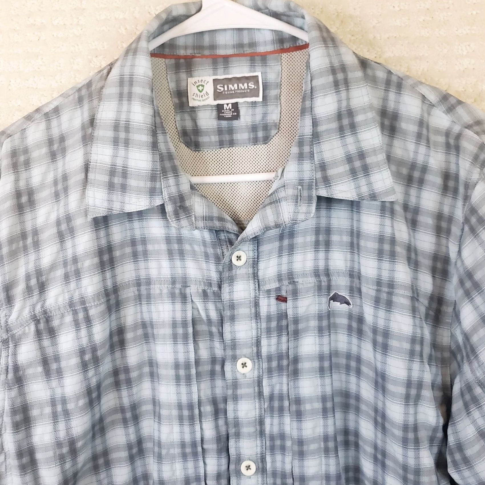 Vintage Simms Button-Up Shirt Men M Long Sleeve Blue Plaid Insect Shield Button-Up Shirt Size US M / EU 48-50 / 2 - 3 Thumbnail