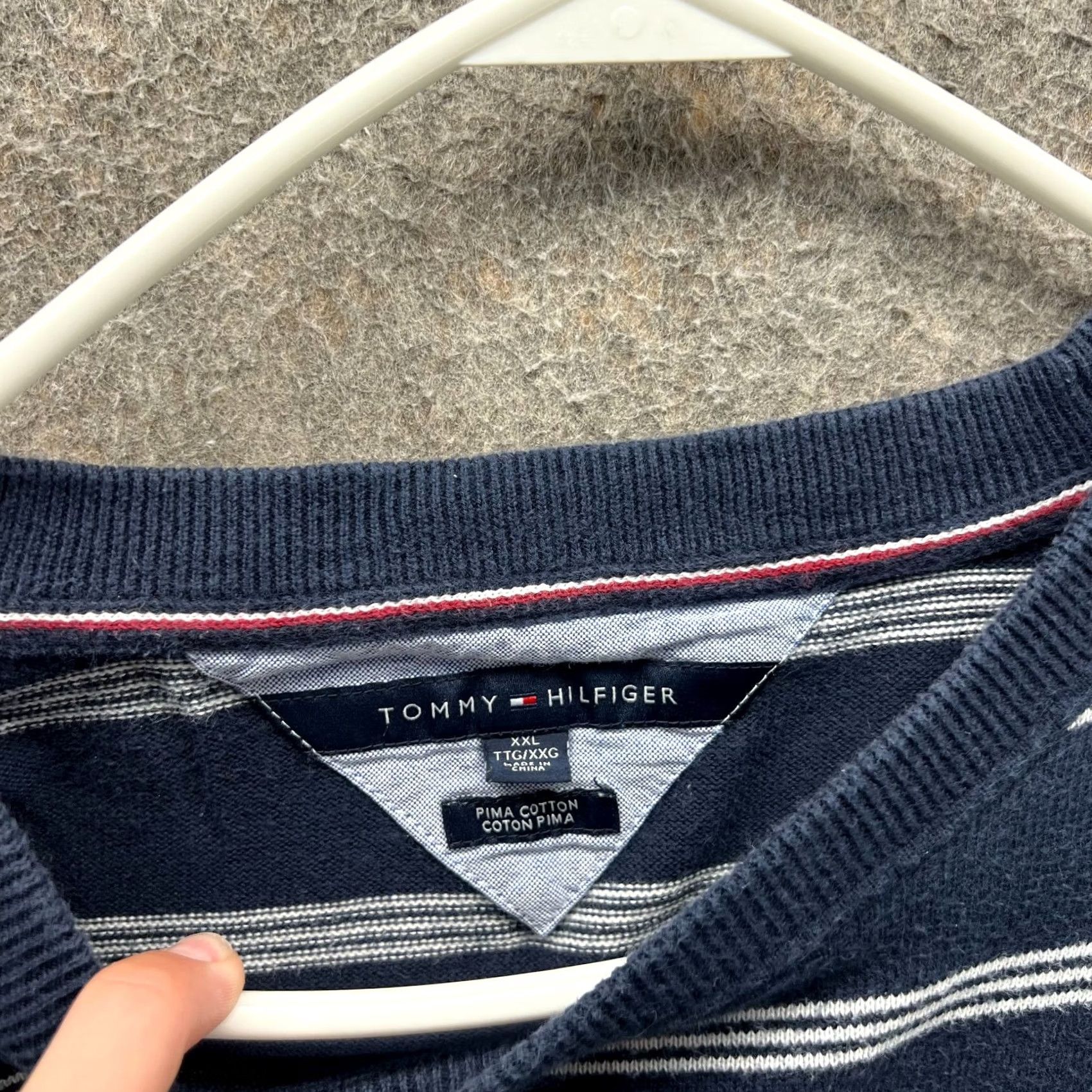 Tommy Hilfiger VINTAGE Tommy Hilfiger Sweatshirt Mens XXL Blue Striped Crewneck Pima Cotton Pullover Size US XXL / EU 58 / 5 - 7 Thumbnail