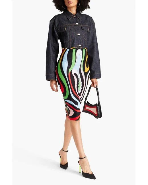 Emilio Pucci o1mle1224 Contrast Lining Cropped Denim Jacket in Black Size M / US 6-8 / IT 42-44 - 2 Thumbnail