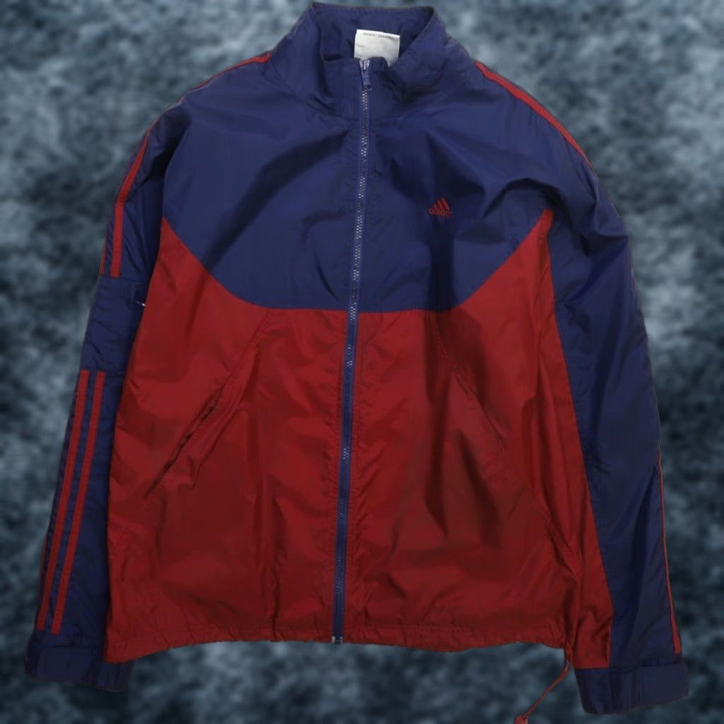 VINTAGE Adidas Windbreaker Jacket Men Medium Red Casual Streetwear 90s