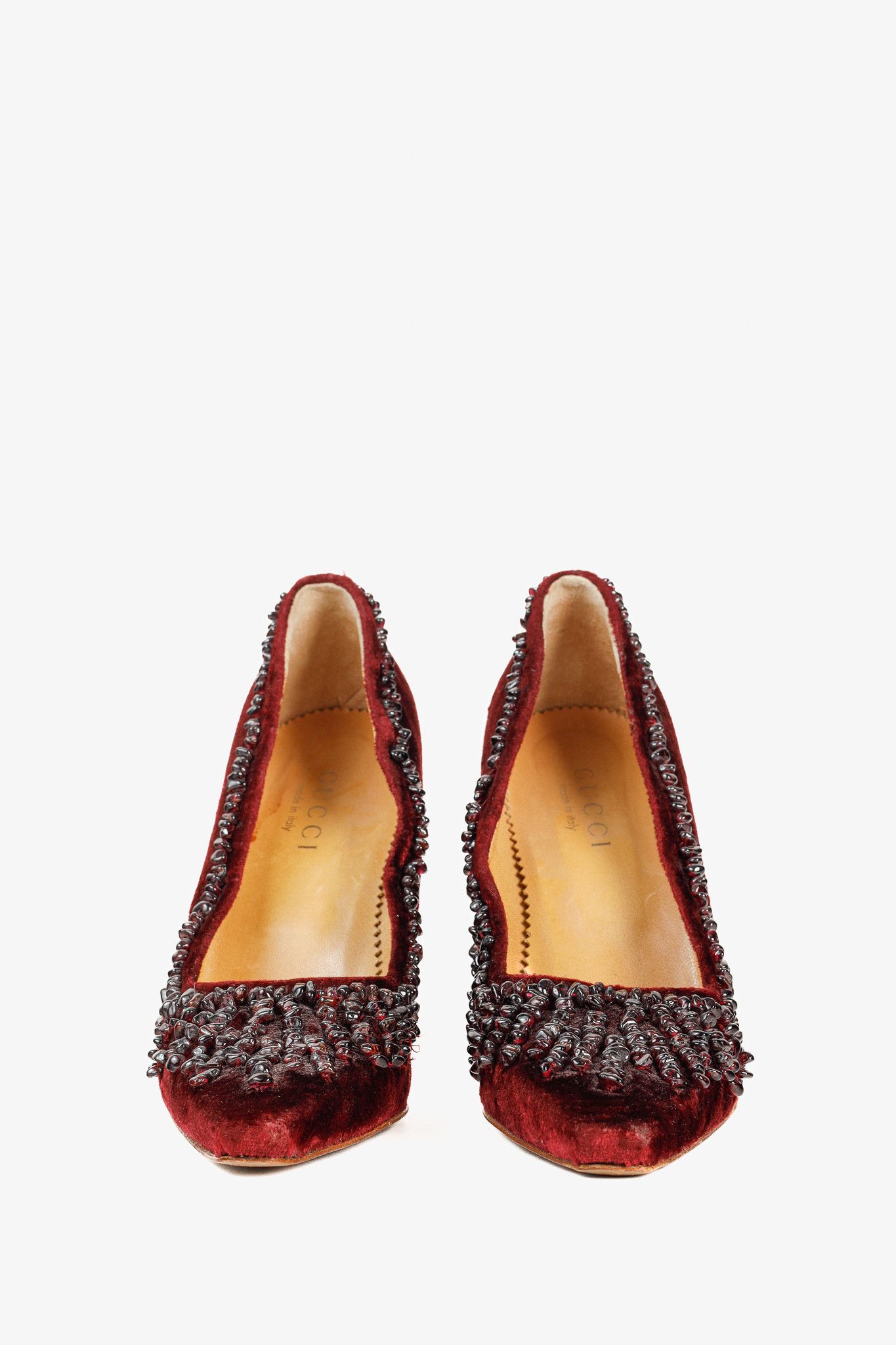 Gucci Gucci by Tom Ford S/S 1999 Velvet Onyx Embellished Pumps Size US 7 / IT 37 - 2 Thumbnail