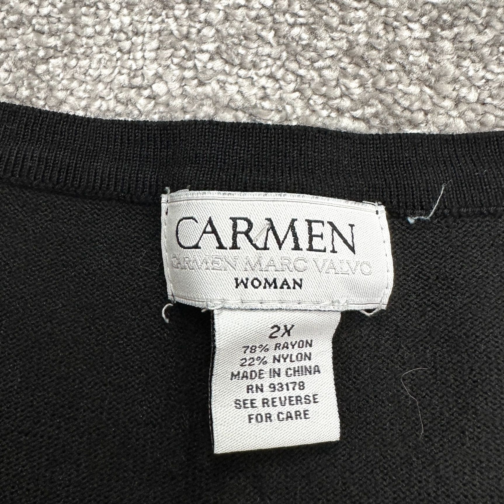 Vintage Carmen Marc Valvo Pullover Sweater Womens 2XL Black Round Neck Long Sleeve Knit Size XXL / US 16-18 / IT 52-54 - 7 Thumbnail