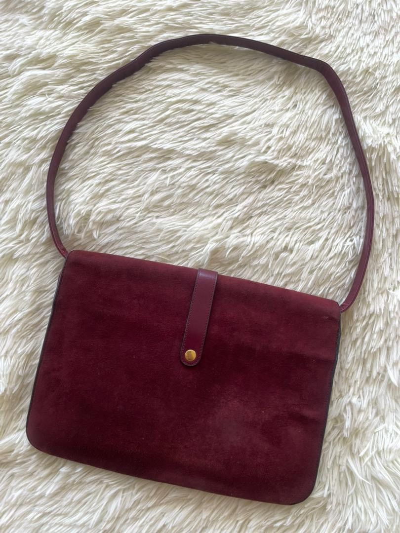 Christian Dior Monsieur Christian Dior Suede Leather Burgundy Shoulder Bag Size ONE SIZE - 8 Thumbnail