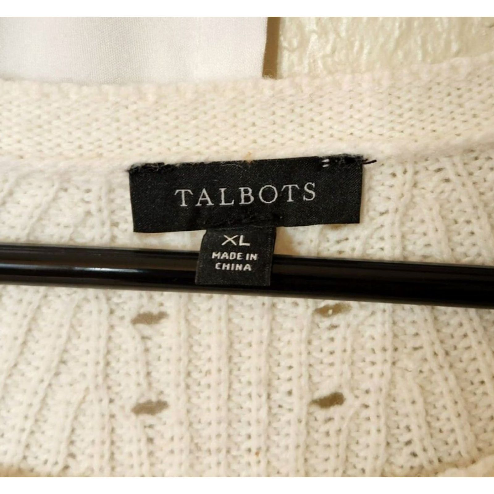 Talbots Talbots Women's XL Knit Sweater Pullover Cotton Blend Ivory Lace Up Sides Size XL / US 12-14 / IT 48-50 - 6 Thumbnail