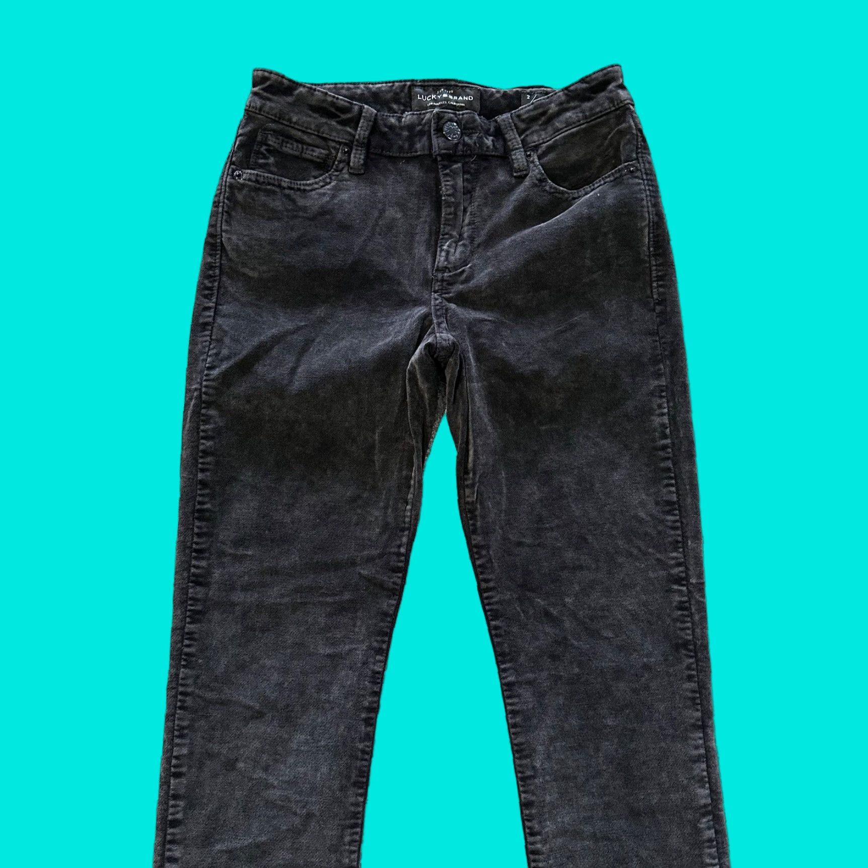 Lucky Brand Lucky Brand Womens 2/26x28 Brooke Velvet Jegging Mid Rise Black Jeans Pant Skinny 63% Cotton 33% Viscose 4% Elastane Pockets Stretch Size 26" / US 2 / IT 38 - 1 Thumbnail