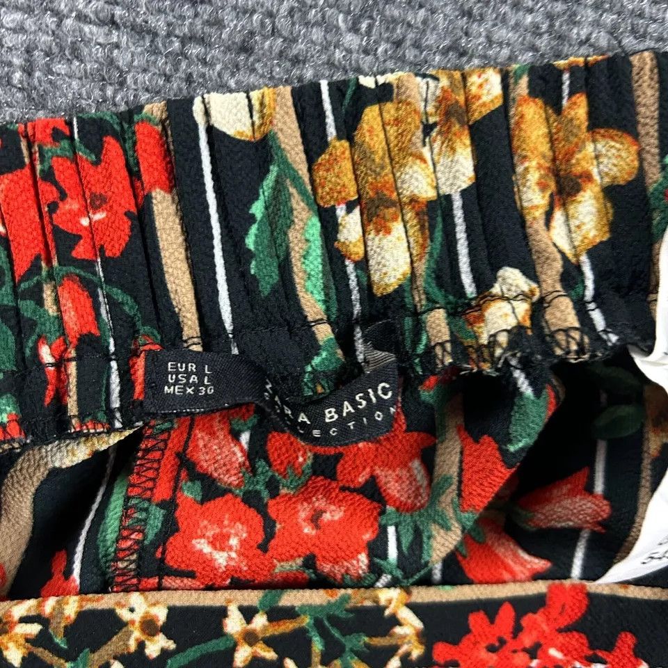 Zara Zara Pants Womens Large Floral Ankle Pull On Bloomer Striped Size 30" / US 8 / IT 44 - 7 Thumbnail