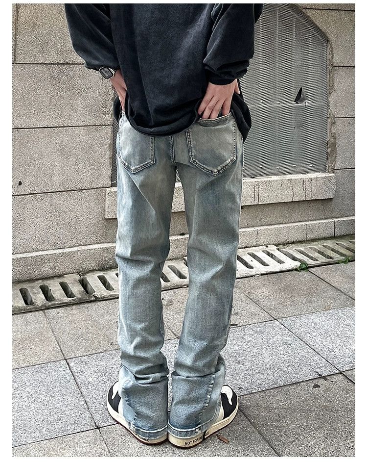 Jean × Vintage washed faded double knee punk flared jeans Size US 30 / EU 46 - 4 Thumbnail