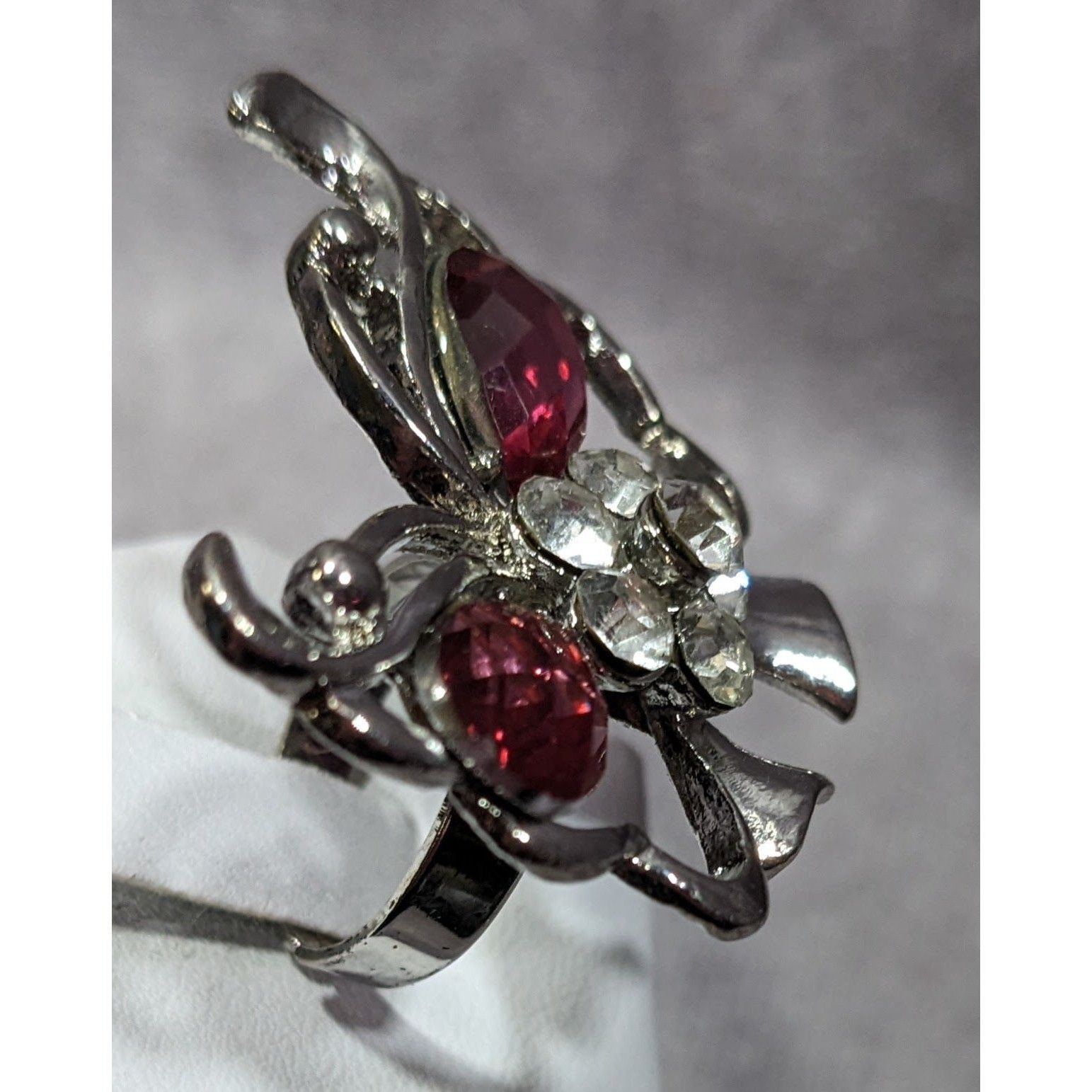 Other Fairycore Butterfly Pink And Silver Tone Gemmed Ring Size 6 Size ONE SIZE - 7 Thumbnail