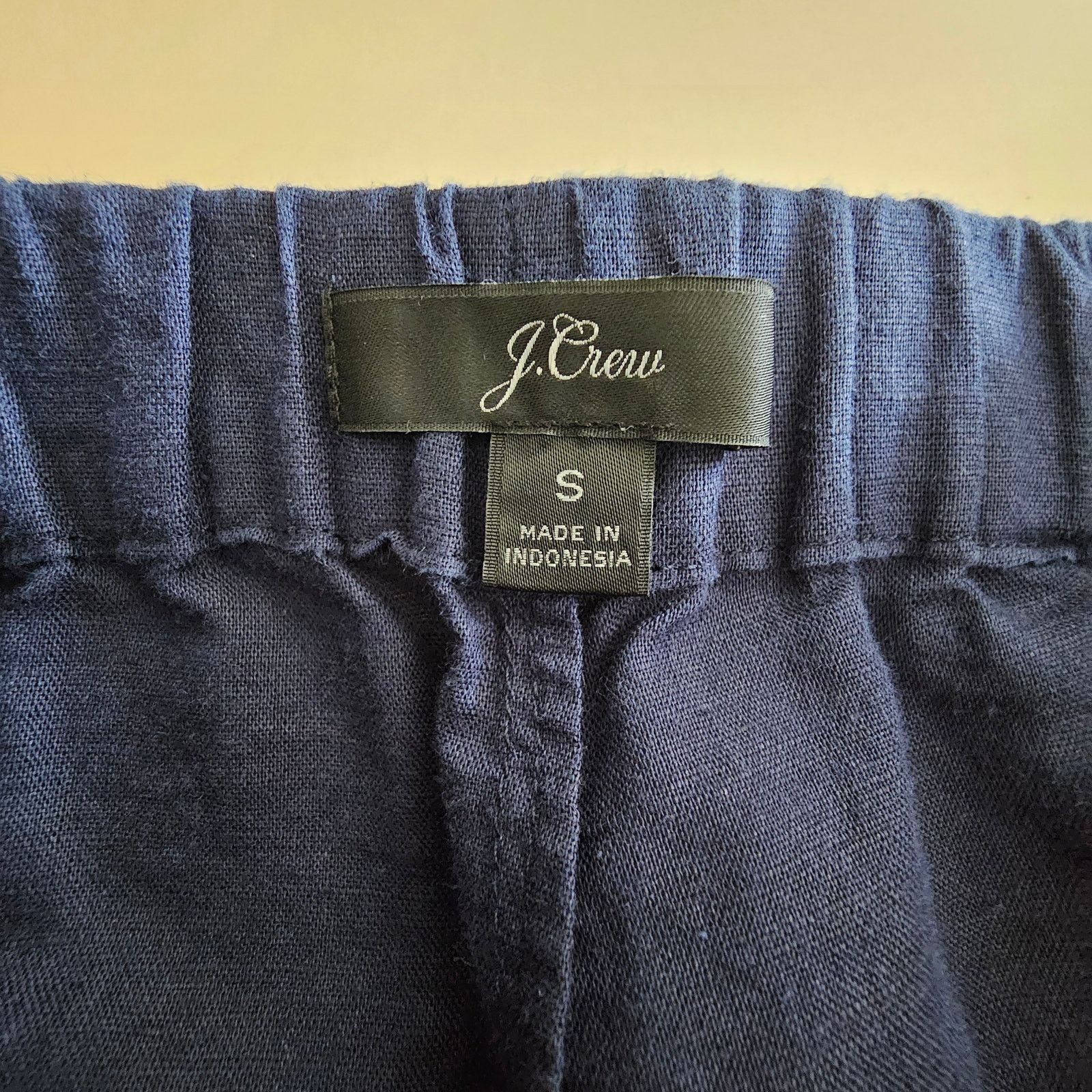 J.Crew EUC J.CREW Navy Rickrack Wide Leg Linen Cotton Crop Pants S Size 27" / US 4 / IT 40 - 8 Thumbnail