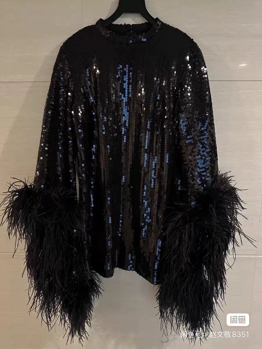 Other Taller Marmo Sequin Feather Mini Dress Size L / US 10 / IT 46 - 1 Thumbnail