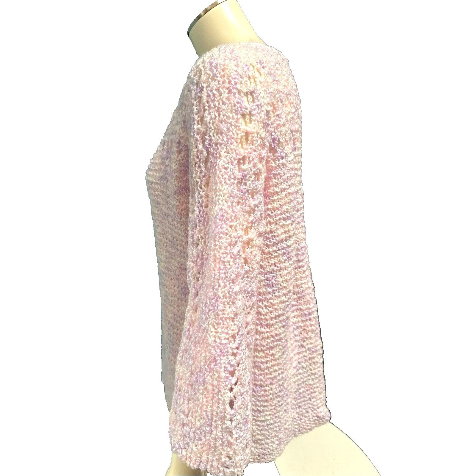 Other CCC Pink Purple Handmade Crochet Sweater Bell Sleeves Pastel Size M / US 6-8 / IT 42-44 - 2 Thumbnail