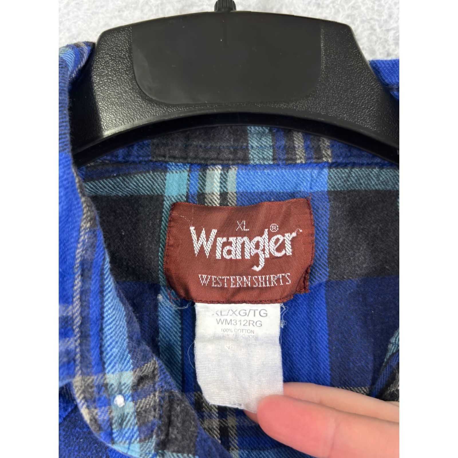 Wrangler Wrangler Shirt Men XL Blue Plaid Cotton Flannel Pocket Button-Up Western Cowboy Casual Workwear Vintage: No Size US XL / EU 56 / 4 - 3 Thumbnail