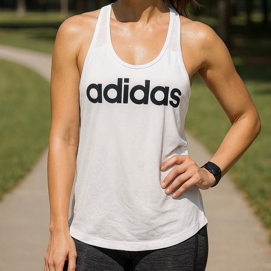 Adidas Adidas White Logo Racerback Tank Top Size M Size M / US 6-8 / IT 42-44 - 3 Thumbnail