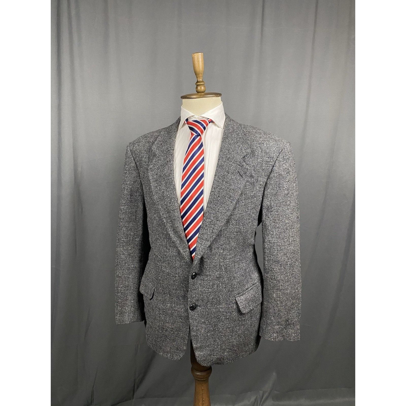 Harris Tweed Harris Tweed Herringbone Men's Gray Wool Blazer Sportcoat Ja Size 52S - 4 Thumbnail