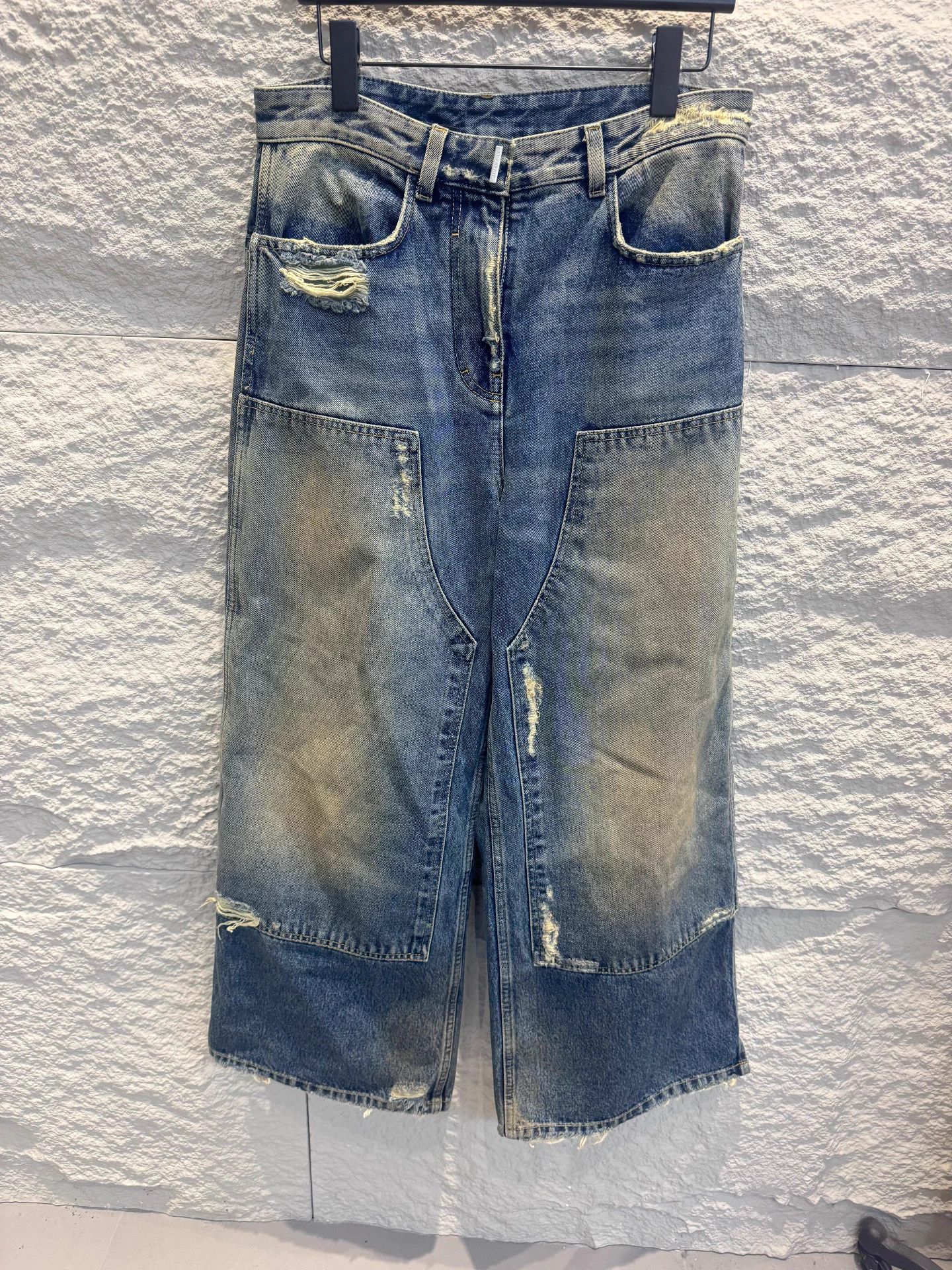 Givenchy GIVENCHY Washed Zip Straight-Wide Leg Lumberjack Size US 27 - 1 Thumbnail