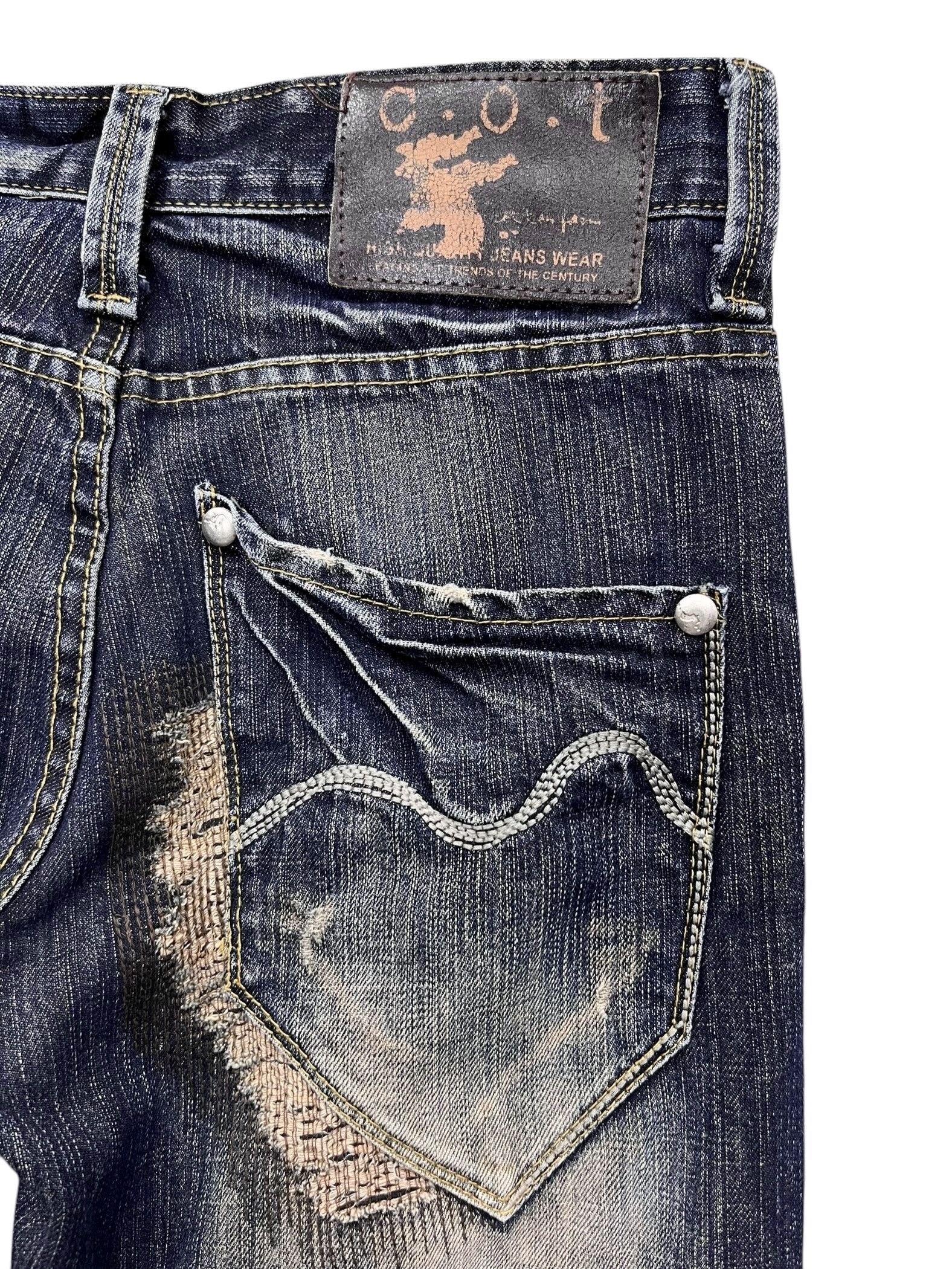 Japanese Brand FYE🔥Vintage C.O.T Mudwash Clawmark Grunge Boro Ripped Denim Size US 28 / EU 44 - 7 Thumbnail