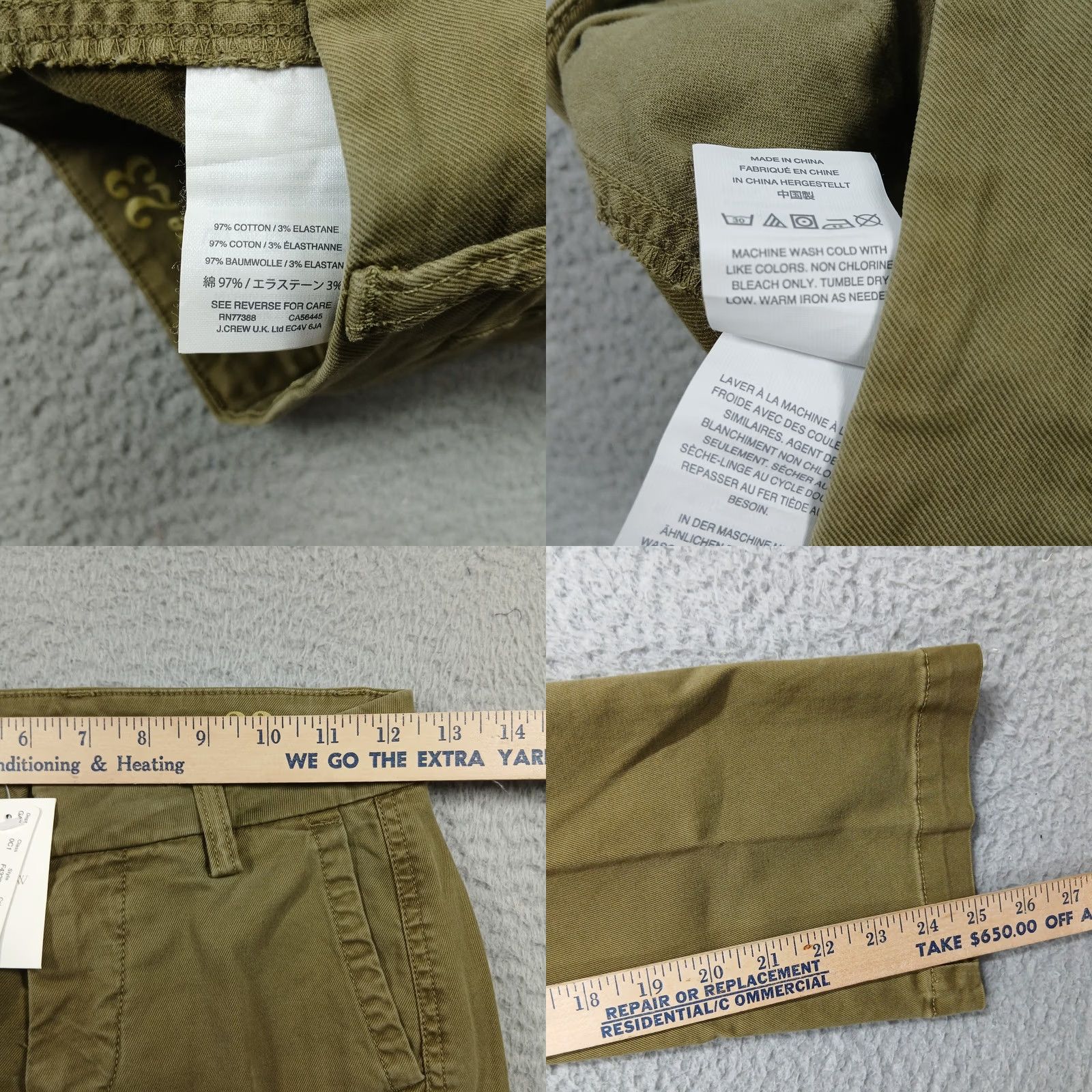 J.Crew J. Crew Sammie Chino Pants Crop Slim Kick Flare Green Womens 23 NWT Moss Size 40" / US 18 - 8 Thumbnail