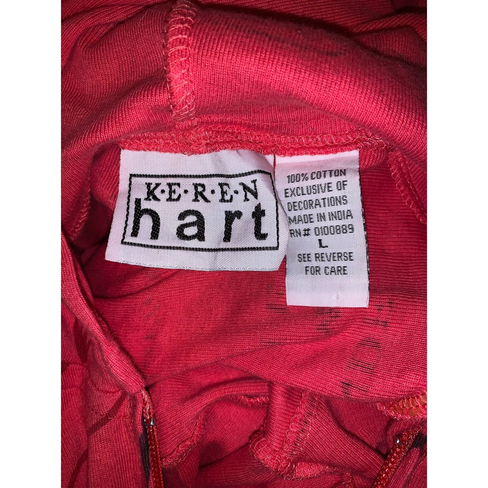 Other × Vintage Y2K Paris Eiffel Tower Zip Hoodie Keren Hart Red Large Size L / US 10 / IT 46 - 5 Thumbnail