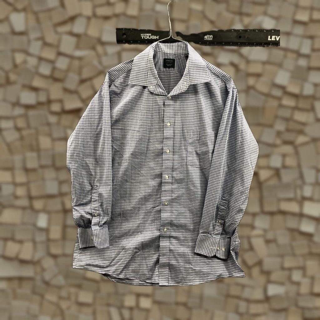 Arrow Arrow Shirt L Mens Long Sleeve Button Down Collar Blue Gingham Check Size US L / EU 52-54 / 3 - 1 Thumbnail