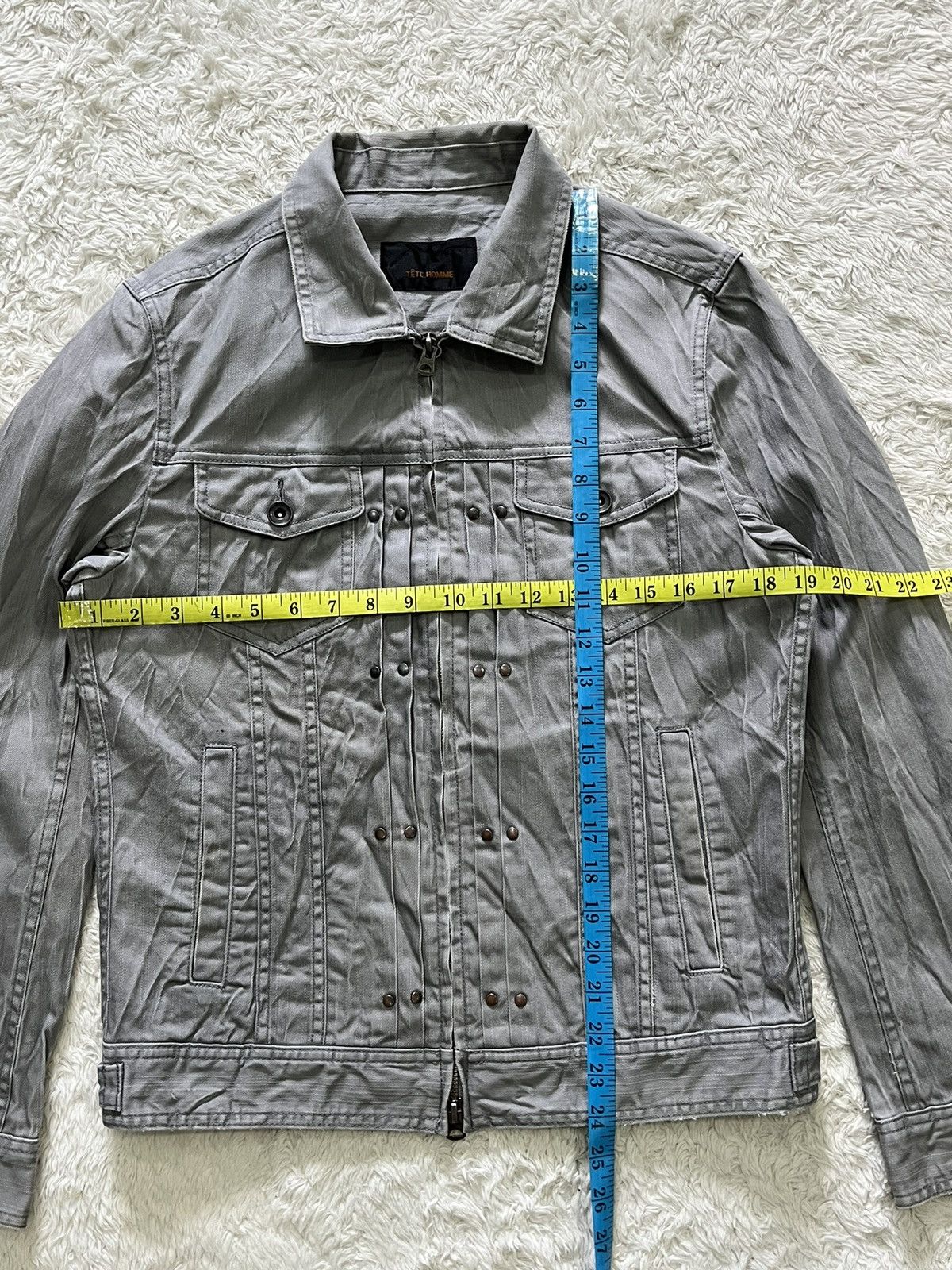 Issey Miyake × Tete Homme vintage tete homme herringbone twill wrinkled denim jacket Size US M / EU 48-50 / 2 - 9 Thumbnail