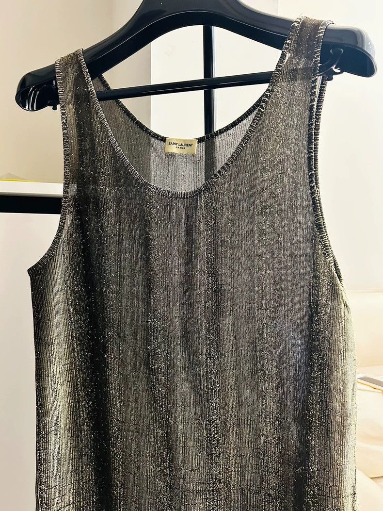 Yves Saint Laurent Saint Laruent size xl 19ss Gold Thread Spring/Summer Vest 2 Size 36R - 3 Thumbnail