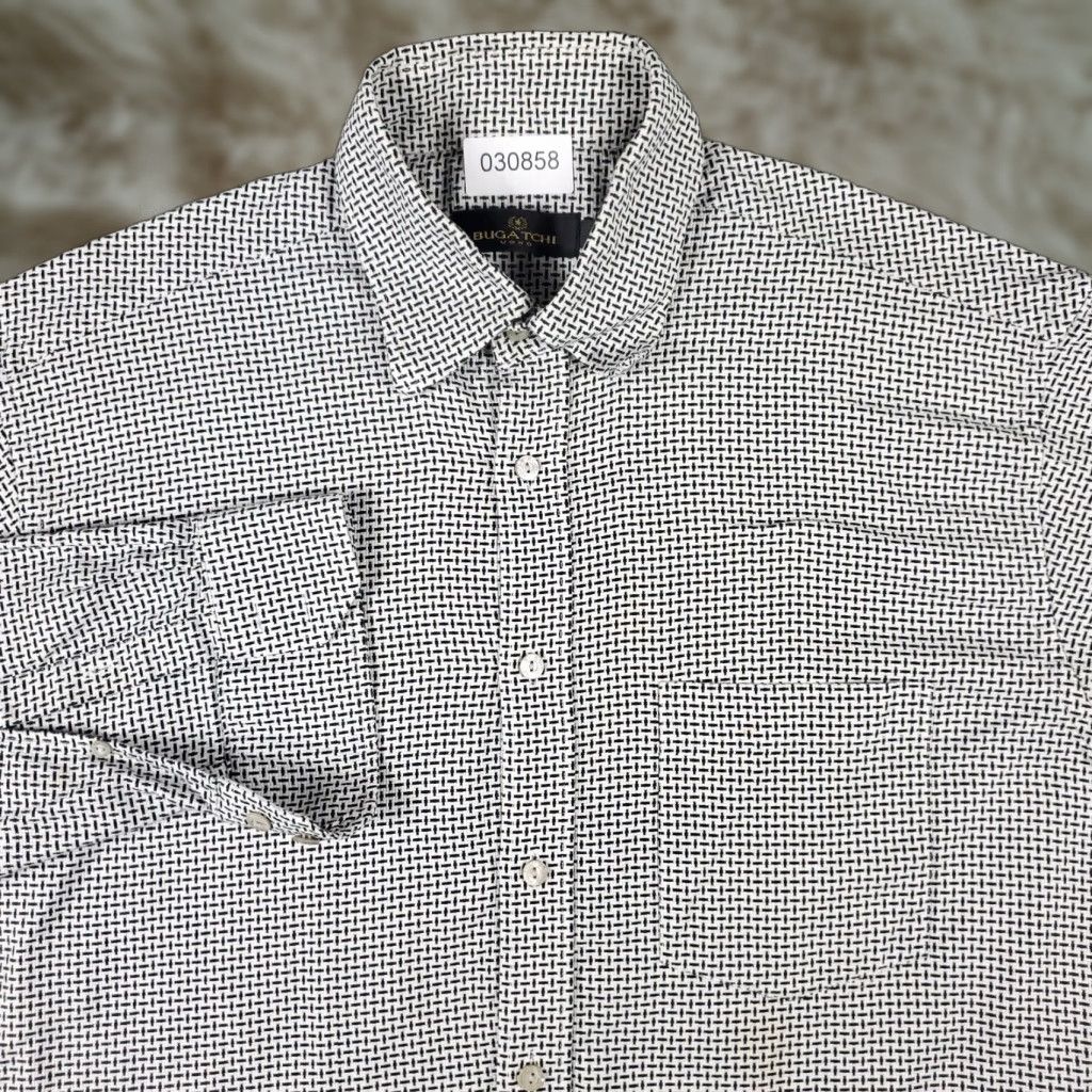 BUGATCHI Bugatchi Uomo Button-Up Shirt Mens Large Gray Check Long Sleeve Size US L / EU 52-54 / 3 - 1 Thumbnail