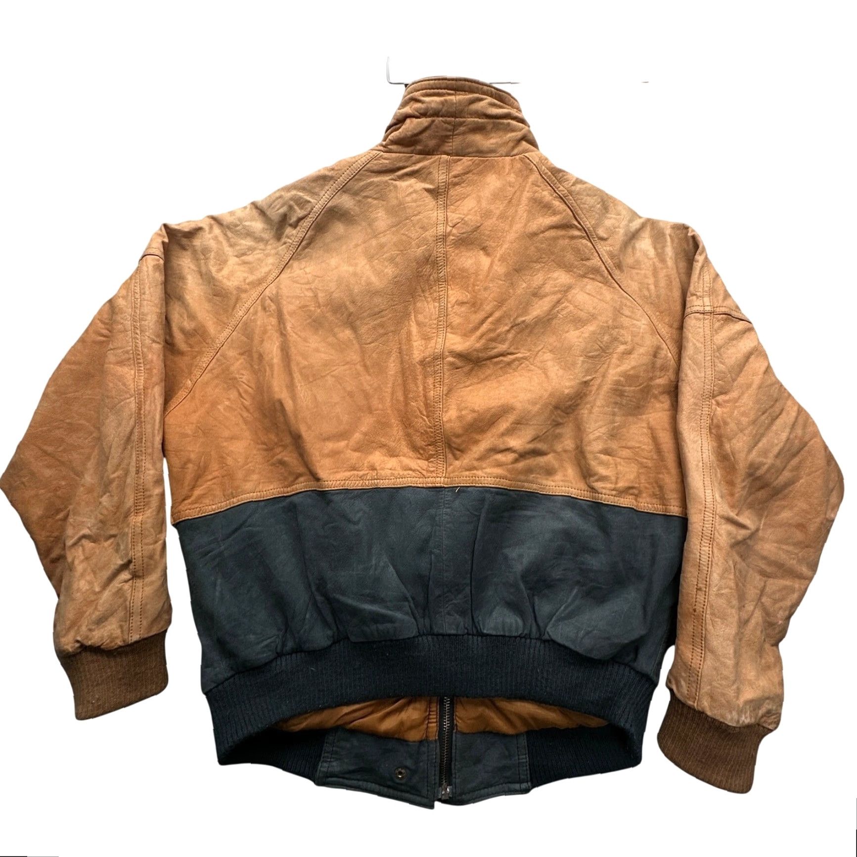 Vintage VINTAGE Brandon Thomas Bomber Jacket Two Tone Leather Small Full Zip Snap Button Men’s 90s Fall Winter Short Solid Size US S / EU 44-46 / 1 - 2 Thumbnail