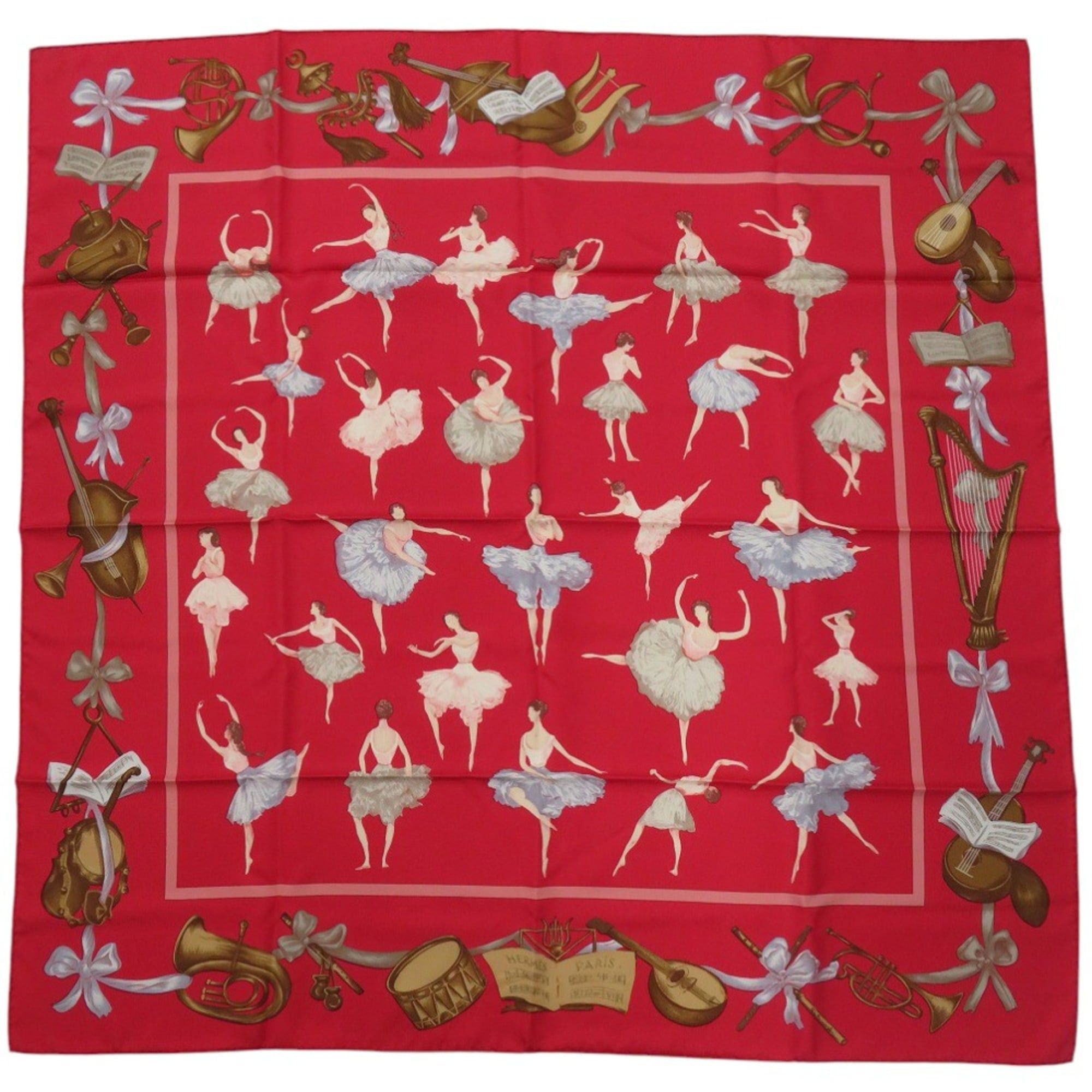 Hermes Excellent condition Hermes Carre 90 La Dance Ballerina Red Scarf Muffler 0003 HERMES Size ONE SIZE - 1 Thumbnail