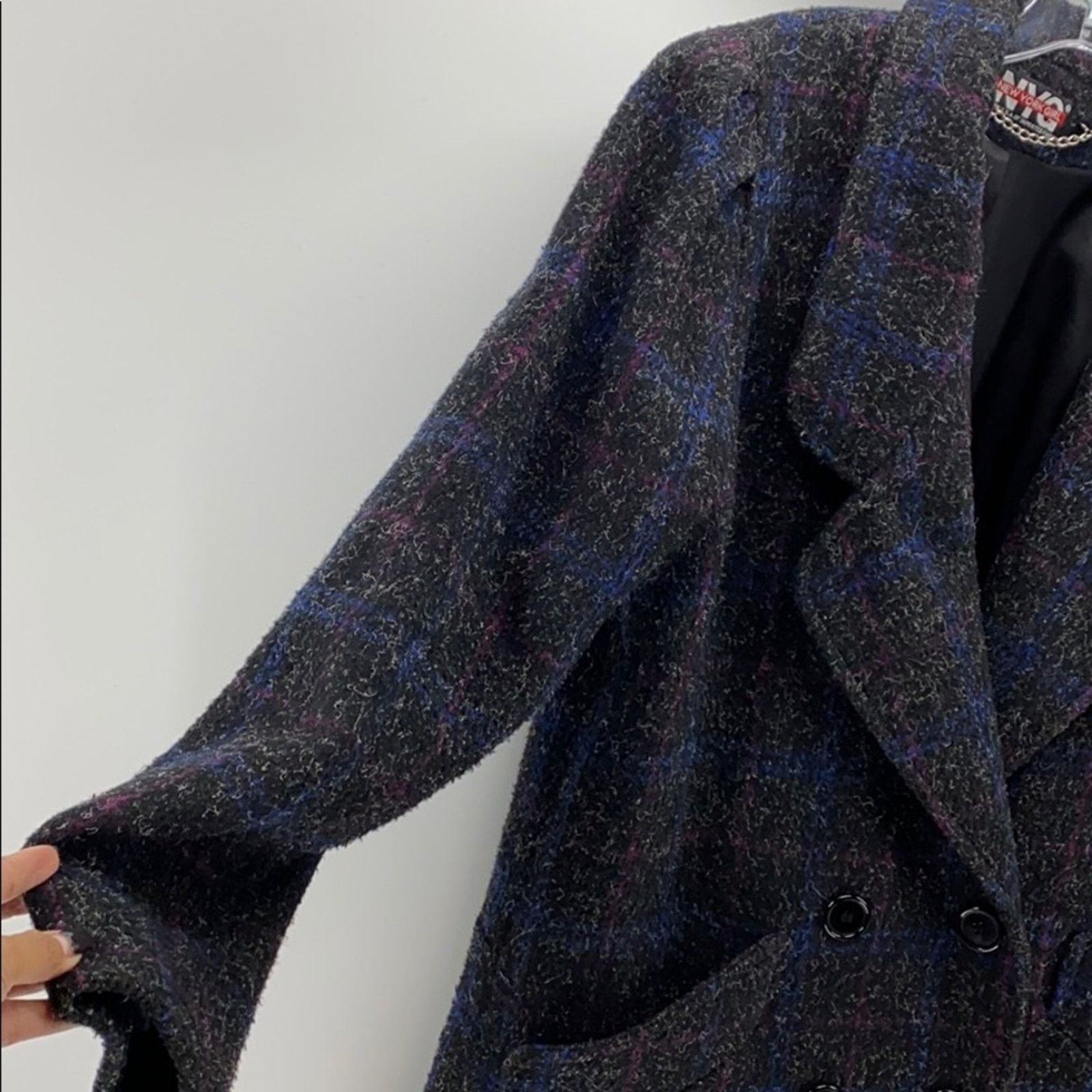 Vintage Vintage New York Girl boxy 80s windowpane marled wool Size L / US 10 / IT 46 - 3 Thumbnail