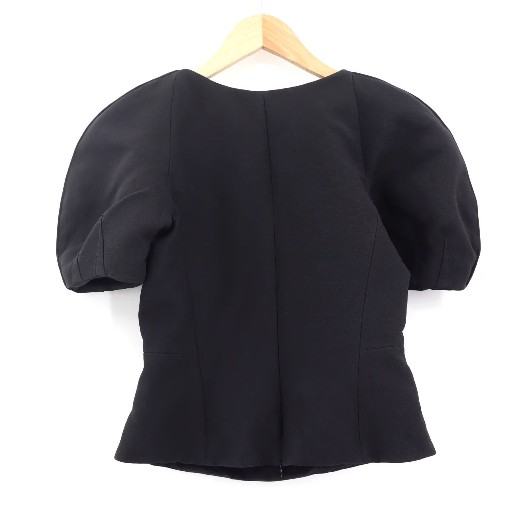 Gabriela Hearst Gabriela Hearst Blouse Shirt Black Size 2 Wool Silk Zip Short Puff Sleeve Square Neck Used/Vintage No Size XS / US 0-2 / IT 36-38 - 2 Thumbnail