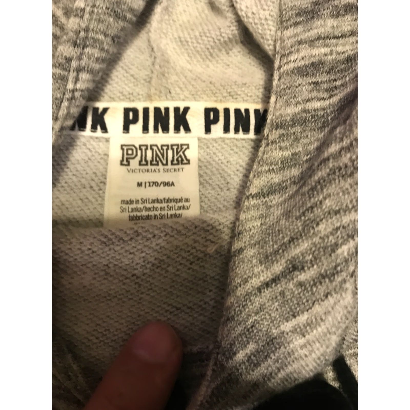 Vintage Victoria Secret PINK Women's Hooded Pullover Sweatshirt M Light Gray Bling Size M / US 6-8 / IT 42-44 - 3 Thumbnail