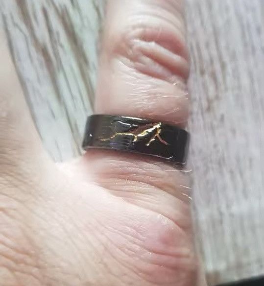 Other Gold Black Collision Lava Adjustable Ring Size ONE SIZE - 6 Thumbnail