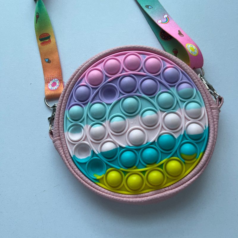 Designer Circular Crossbody Bag with Pop-it Sensory Design 8 Inch Size ONE SIZE - 4 Thumbnail