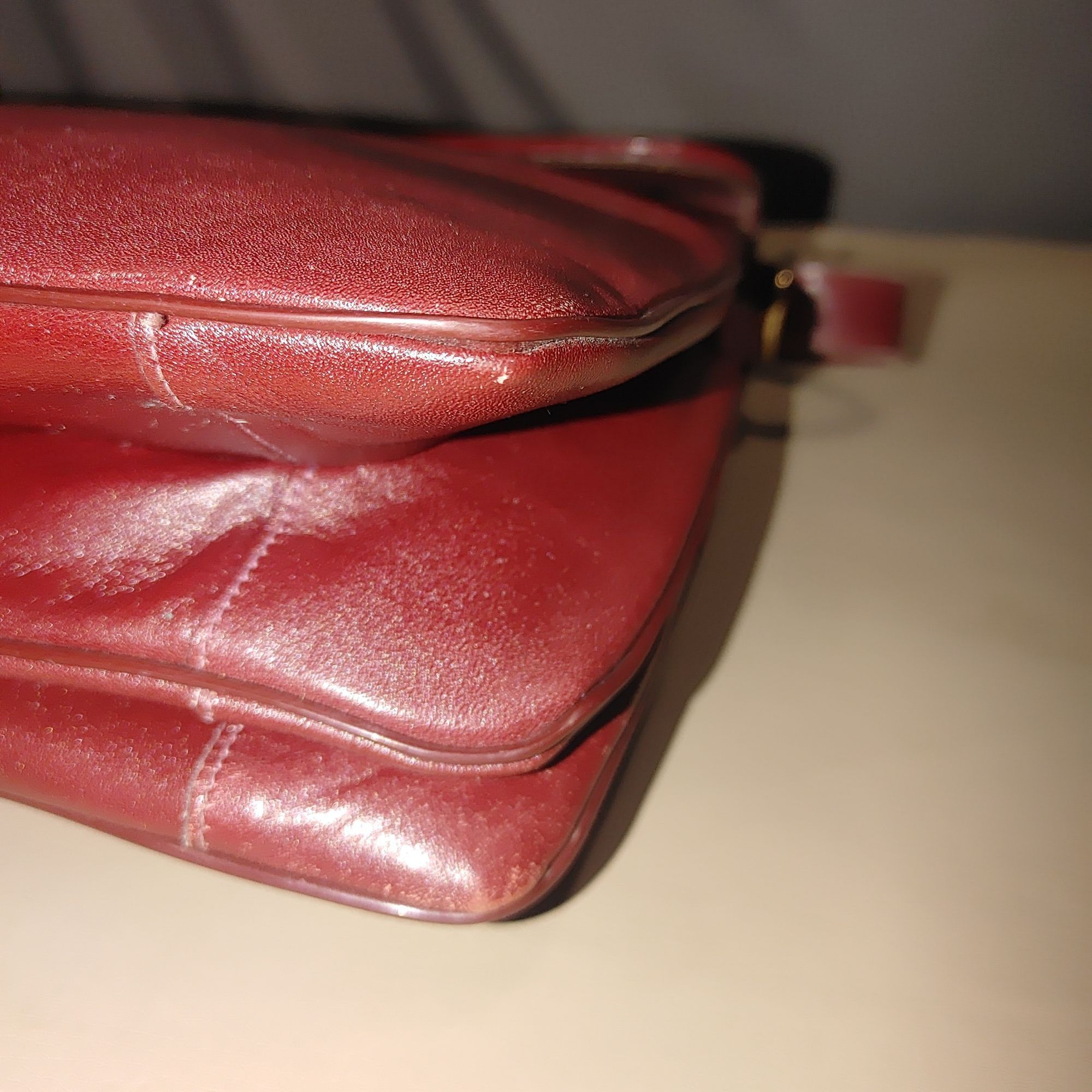 Other Etra Burgundy Leather Shoulder Bag Vintage Flap Closure Adju Size ONE SIZE - 10 Thumbnail
