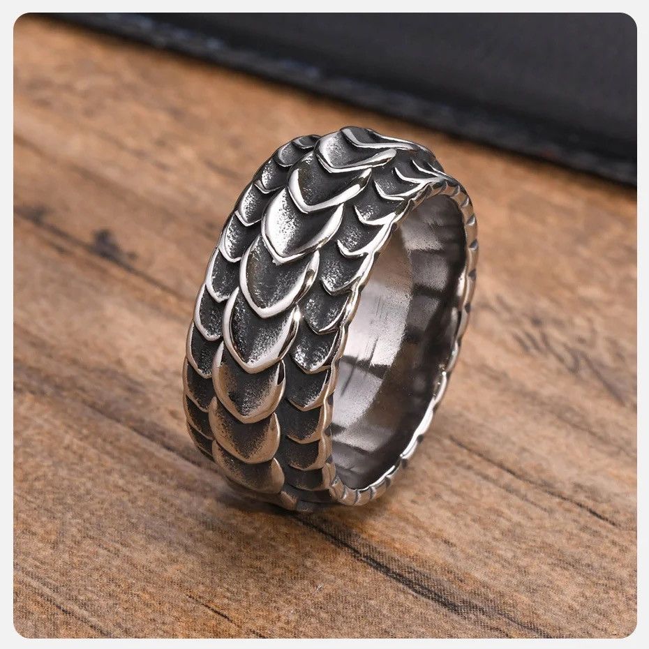 Vintage Viking Dragon Carved Surface Ring Size ONE SIZE - 1 Thumbnail