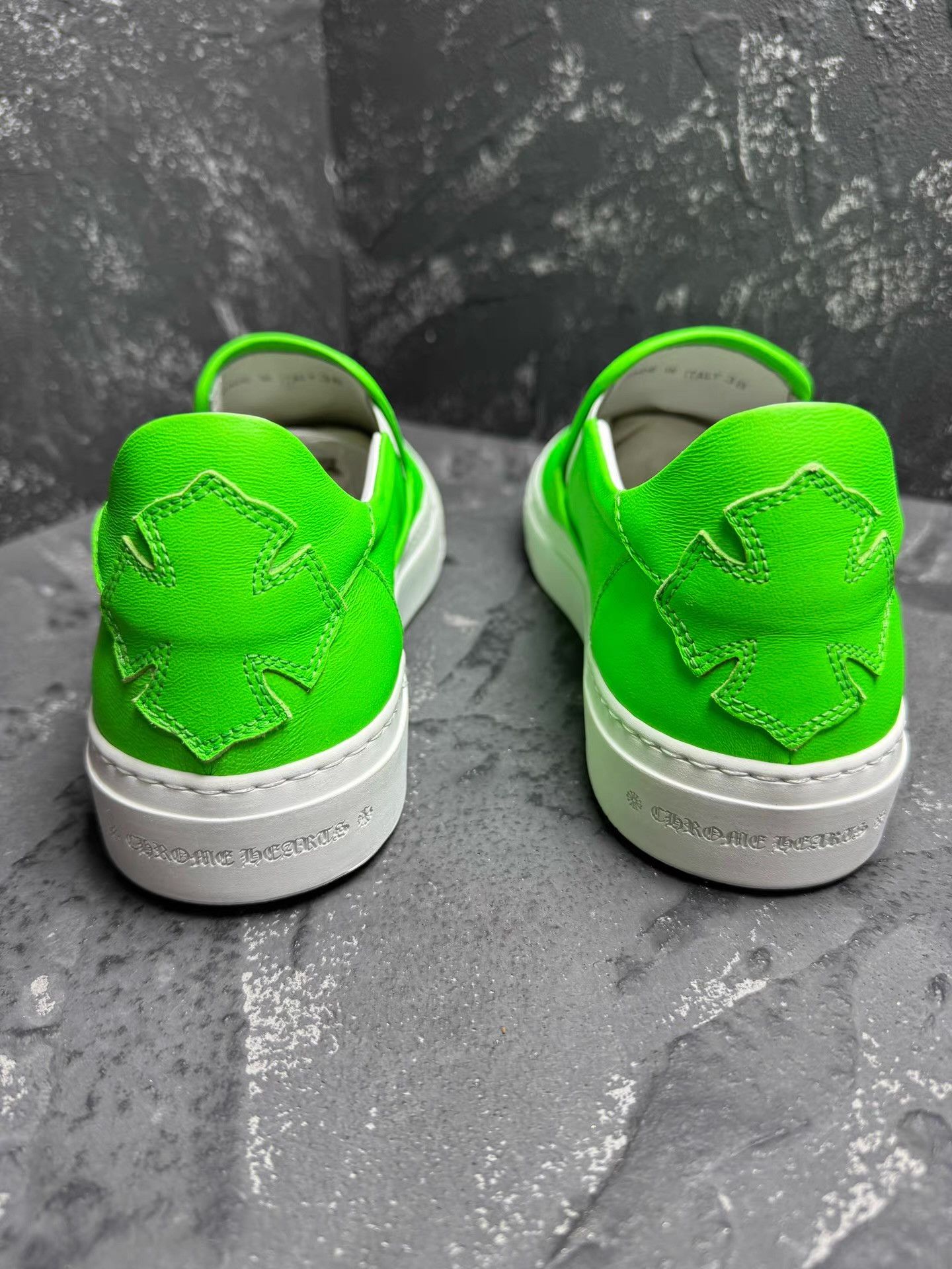 Chrome Hearts Chrome Hearts Fluorescent Green Flame Cross Sneakers Q10 Size US 6 / EU 39 - 8 Thumbnail
