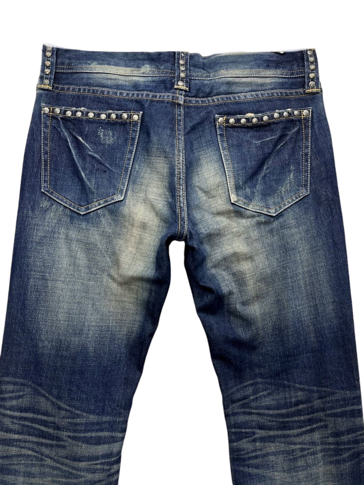 🔥FYE🔥Vintage VANQUISH Designer Punk Studded Ripped Flare