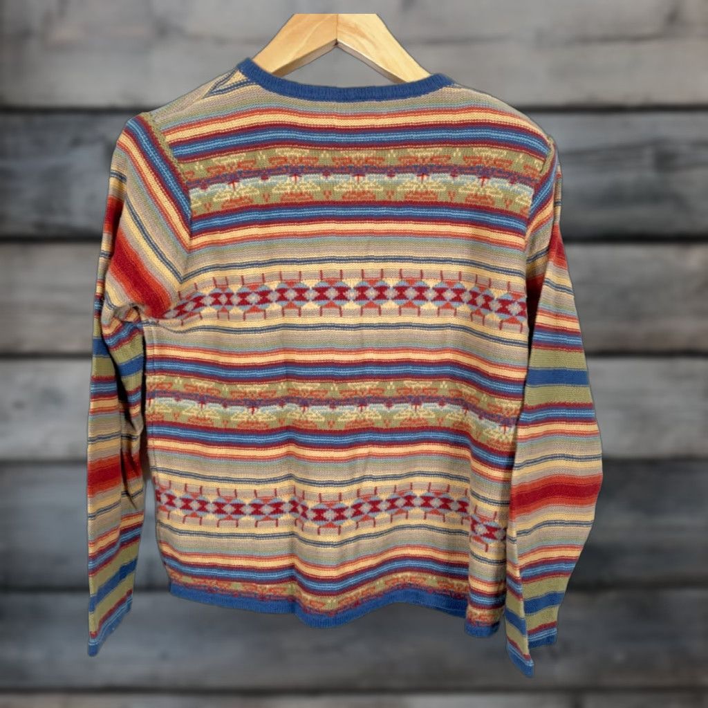 Vintage VINTAGE Aztec Pattern Cardigan Sweater Women's Medium Southwestern Cotton Ramie Knit VTG Size M / US 6-8 / IT 42-44 - 1 Thumbnail
