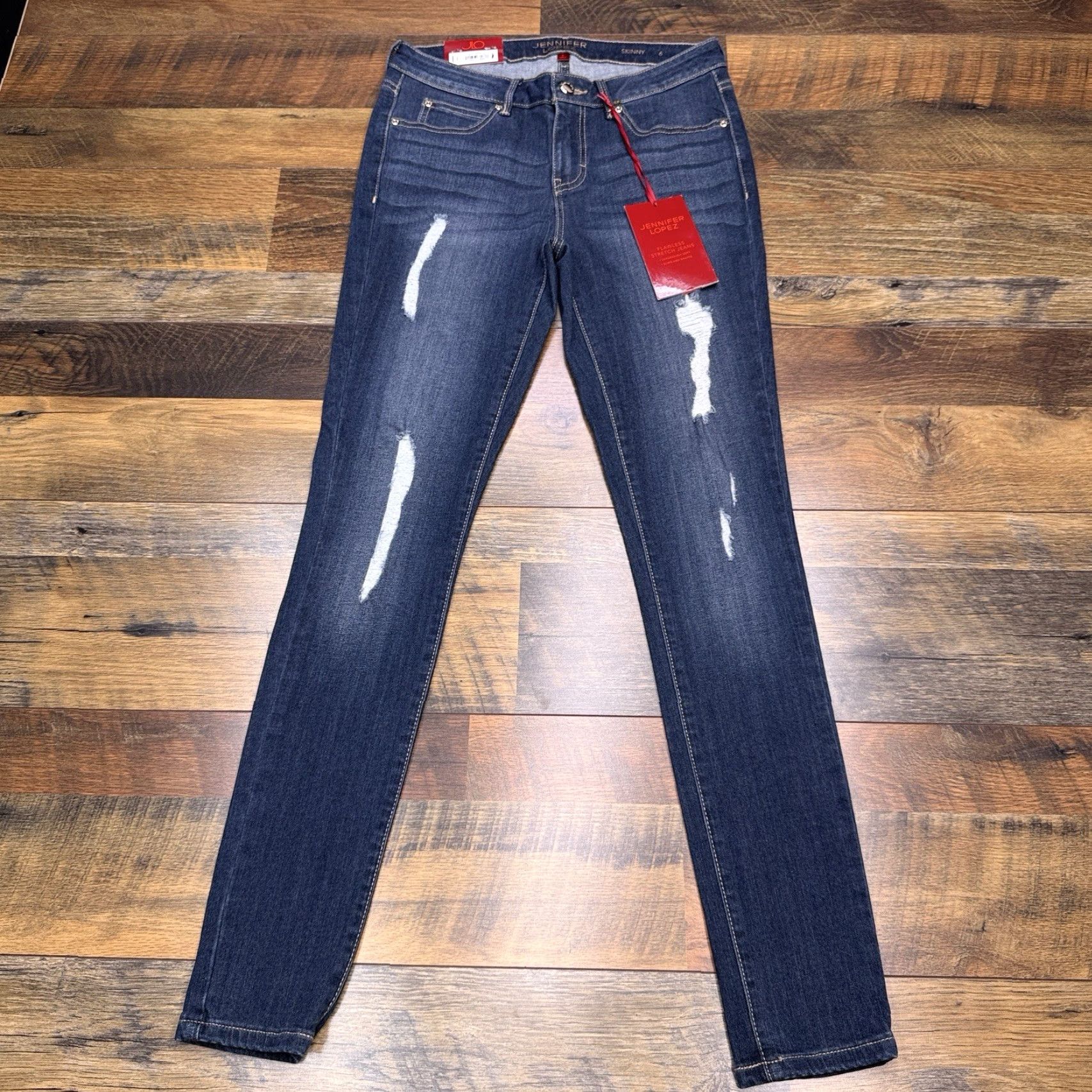 Vintage Jennifer Lopez Jeans Skinny Womens 6 Mid Rise Stretch Denim Blue 5-Pocket Zip Slim City Modern Campaign Womens Size 28" / US 6 / IT 42 - 2 Thumbnail