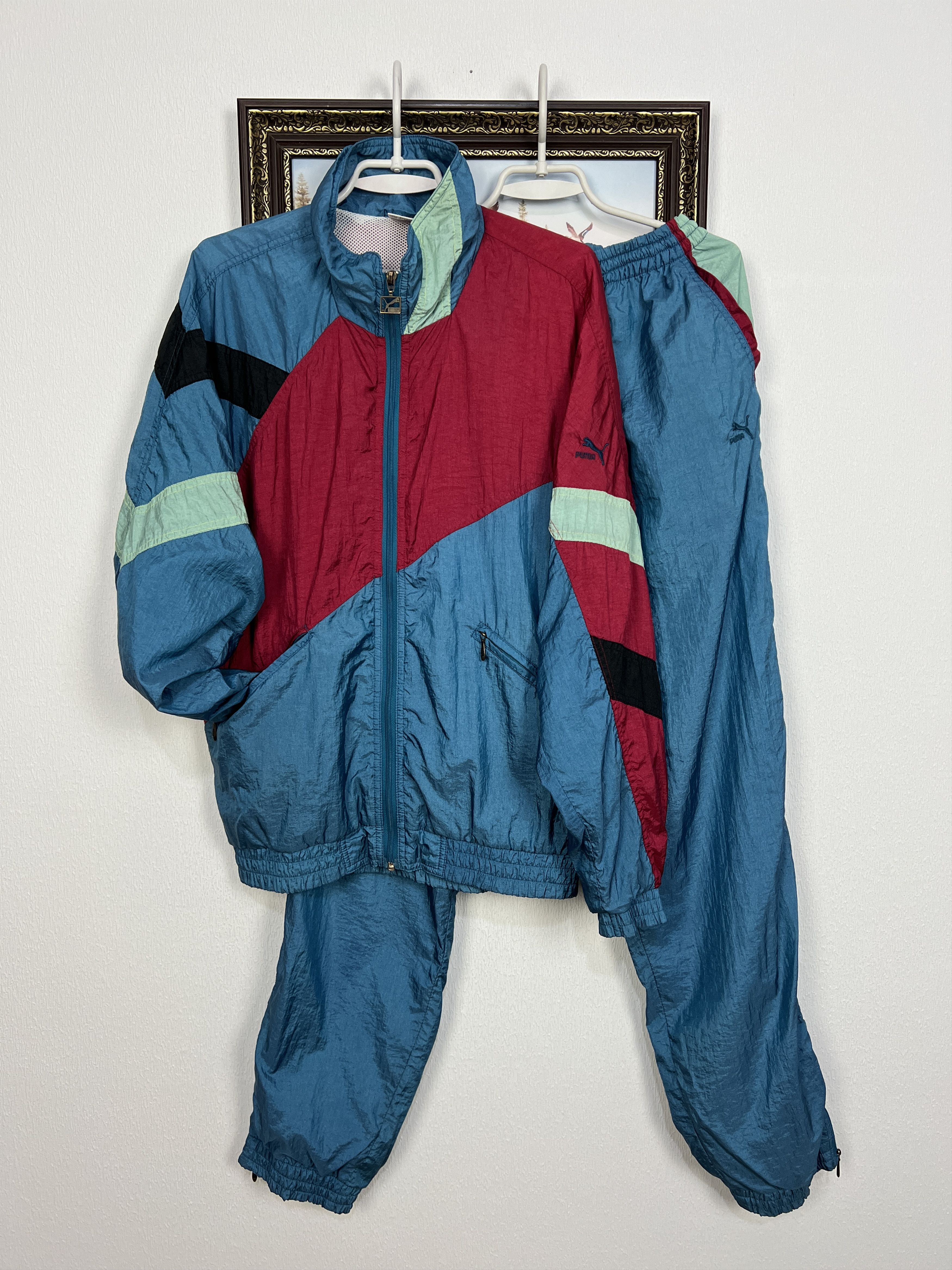 Puma Vintage 80's Sport Track Suit Jacket Pants Set Hype Rare Size US L / EU 52-54 / 3 - 1 Thumbnail