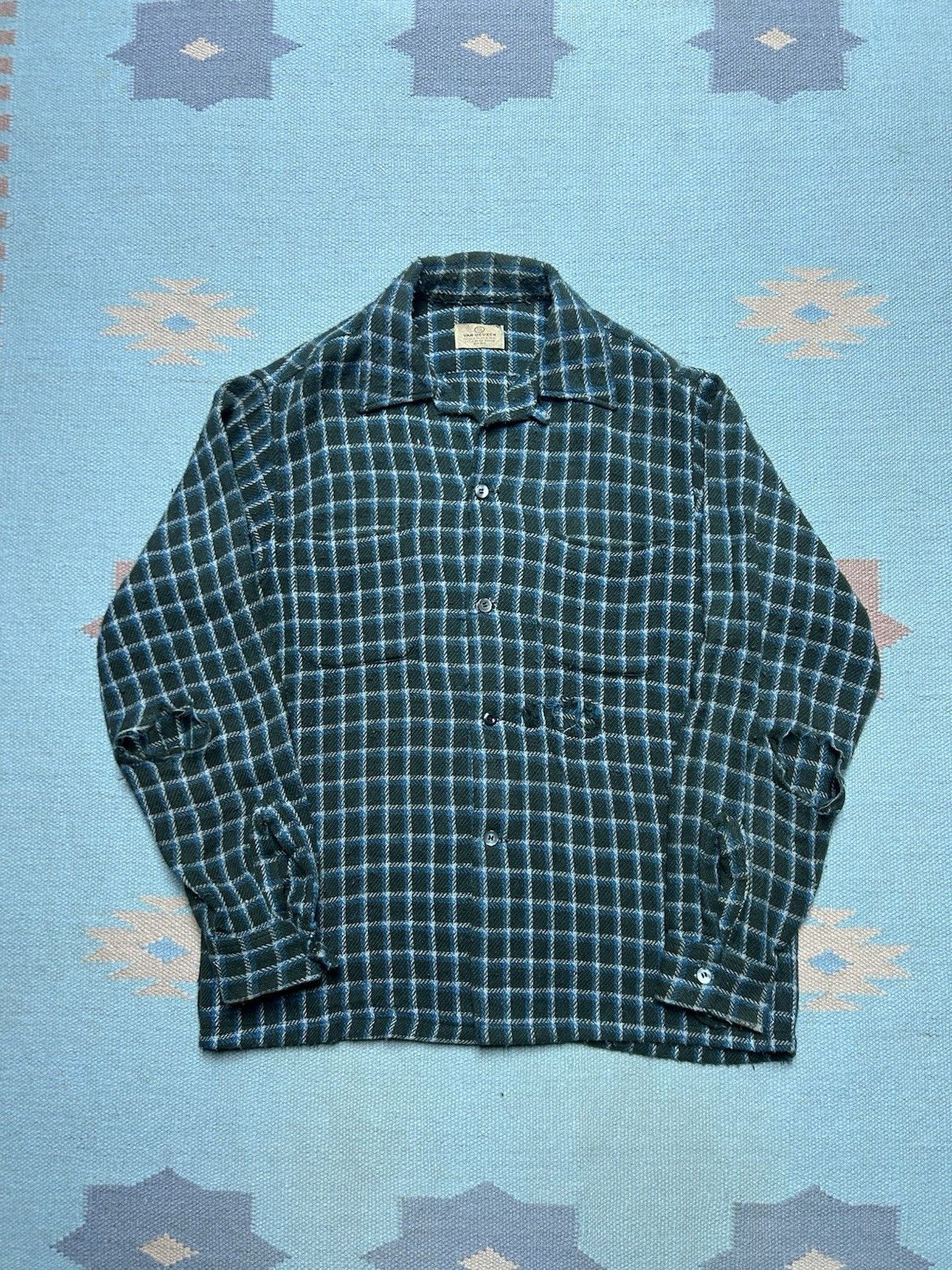 Vintage 1950s wool blend loop collar shirt distressed van heusen M Size US M / EU 48-50 / 2 - 1 Thumbnail