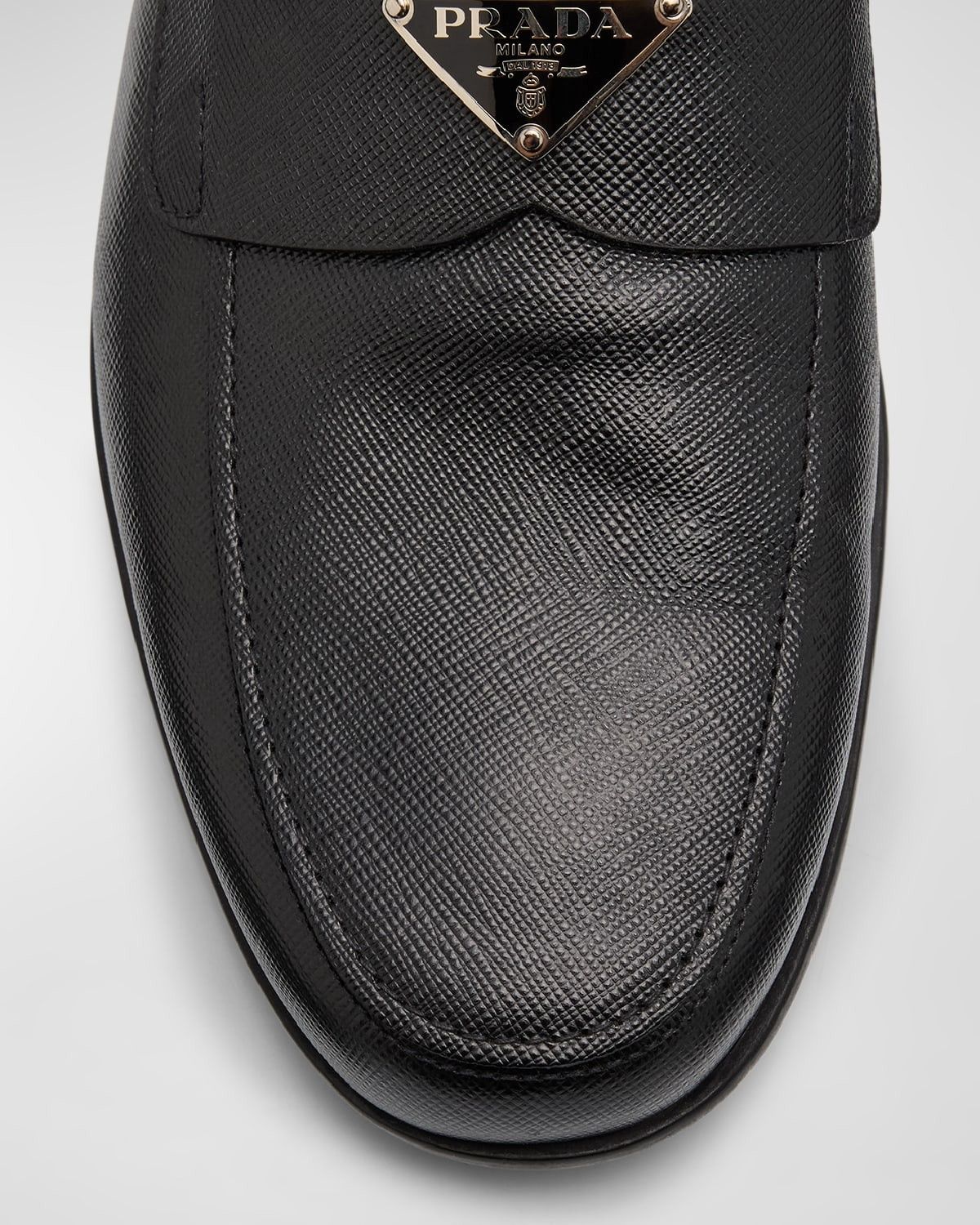 Prada o1mt1gz0925 Triangle Logo Saffiano Leather Loafers Size US 9 / EU 42 - 4 Thumbnail